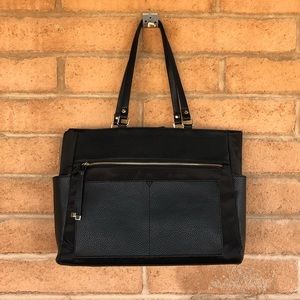 Black Leather Tote/Laptop Bag
